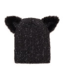 Knit Hat W/Cat Ears, Black