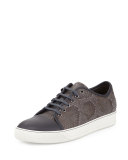 Men's Cap-Toe Python Low-Top Sneaker, Gray