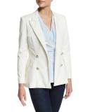 Double-Breasted Stretch Blazer, Soft White