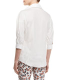 3/4-Sleeve Poplin Tunic, White