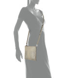 Block-T Grommet Mini Crossbody Bag, French Gray