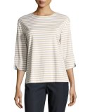 3/4-Sleeve Striped Jersey Tee 