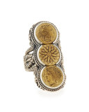 Silver & Bronze Triple Coin Ring