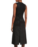 Sleeveless Textured-Panel Dress, Black