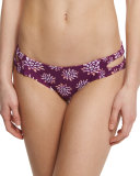 Raven Floral Cutout Hipster Swim Bottom, Agave/Sangria