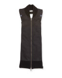 Coated Felt Zip-Front Dickey, Black