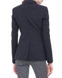 Perforated Leather-Collar Blazer, Noir