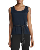 Milano Knit Contour Tank, Navy