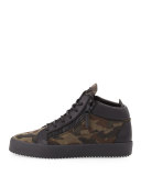 Men's Camo-Print Canvas Mid-Top Sneaker