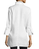 Long Linen Tie-Waist Top