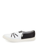 Leather Choupette Slip-On Sneaker, Black/White, Youth