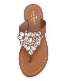 cora embellished flat thong sandal, new luggage