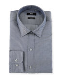 Sharp-Fit Micro-Pattern Dress Shirt, Navy