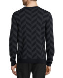 Herrigs Chevron Crewneck Sweater, Eclipse