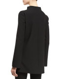 Asymmetric-Zip Ottoman Swing Coat, Black