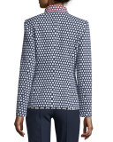 Honeycomb-Print One-Button Jacket, Midnight Blue
