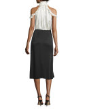 Drayton Cold-Shoulder Tie-Neck Top, Off White
