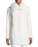 Fox-Trim Felt Coat