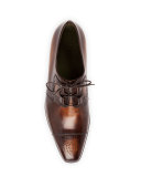 Perforated Lace-Up Derby Shoe, Tobacco