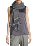 Metallic Striped Scarf, Charcoal