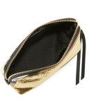 Sequin Zip-Around Cosmetics Pouch, Gold