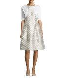 Betsy Fringe Full-Skirt Dress, White