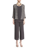 Wide-Leg Georgette Cropped Pants, Plus Size 
