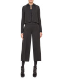 Pleated-Black Cropped Jacket, Black