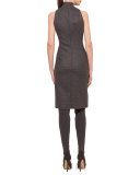 Glen Plaid Zip-Front Sheath Dress