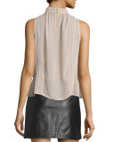 Raffe Lace-Inset Sleeveless Silk Top