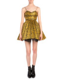 Leopard-Print Plisse Fit-And-Flare Dress