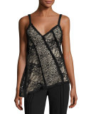 Lace Asymmetric-Hem Tank, Black