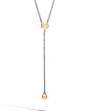 Classic Chain Hammered Gold & Silver Y-Shaped Slider Necklace
