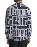 Shields Pipe-Print Shirt, Darkest Black Thread