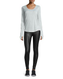 Coated Snake-Embossed Long Legging
