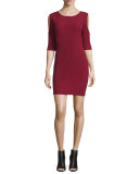 Josefina Cold-Shoulder Ribbed Dress, Wine