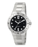 41mm Diagono Scuba Stainless Steel Watch, Black Dial