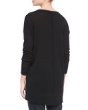 Long-Sleeve Oversized V-Neck Sweater, Black