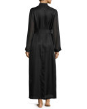 Jazztime Cotton-Silk Long Robe, Black
