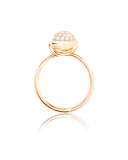 Bouton 18K Rose Gold Pavé Diamond Ring, Size 7/54