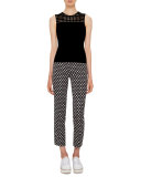Franca Dot-Print Ankle Pants, Black/Cream