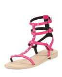 Georgina Studded Flat Gladiator Sandal, Fuchsia