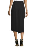 Asymmetric Draped Midi Skirt, Black