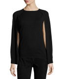 Liliana Wool Cape Sweater, Black