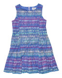 Sleeveless Striped Lace Shift Dress, Multicolor, Size 7-14