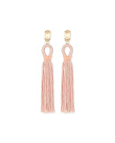Long Woven Tassel Earrings, Soft Petal