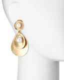 Pearly Golden Disc Statement Earrings