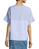 Amos Striped Poplin Pullover Shirt, Blue/White