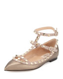 Rockstud Caged Ballerina Flat, Sasso/Poudre