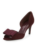 Boatelle Bow Suede Pump, Vino Bordeaux